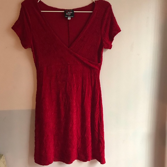 90s Red Valentine Velour Mini Dress - Picture 2 of 4